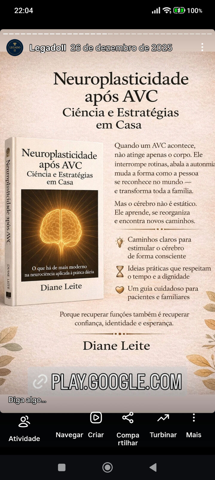 Capa do livro Neuroplasticidade após AVC